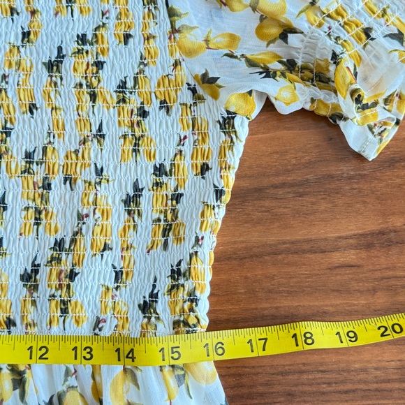 IVY CITY CO Lemon Drop Layered Smocked Maxi Dress puff sleeve Lemon Print Large - Picture 11 of 12